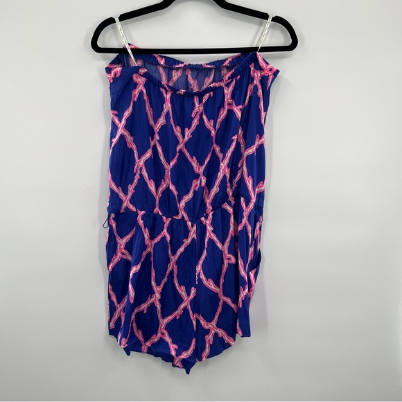 Lilly Pulitzer Ritz Romper Deep Dive Engineered Blue Nautical Santorini XL - Picture 9 of 11
